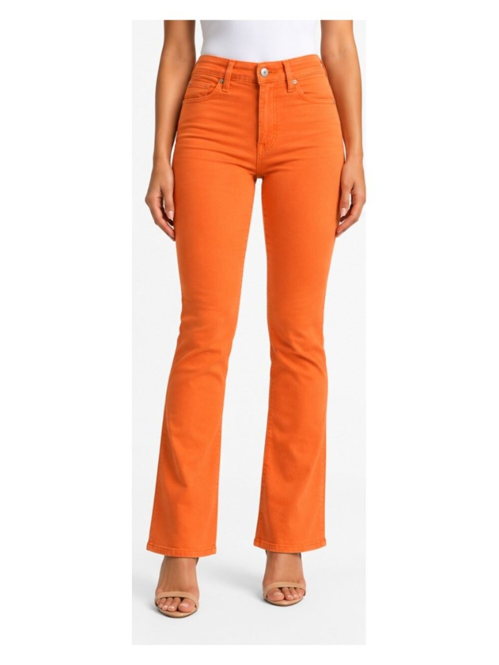7 For All Mankind Ultra High Rise Skinny Boot Jeans Koi Orange Size 27 NWT